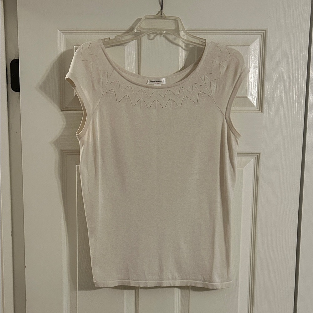 Isaac Mizrahi Cream Sleeveless Sweater